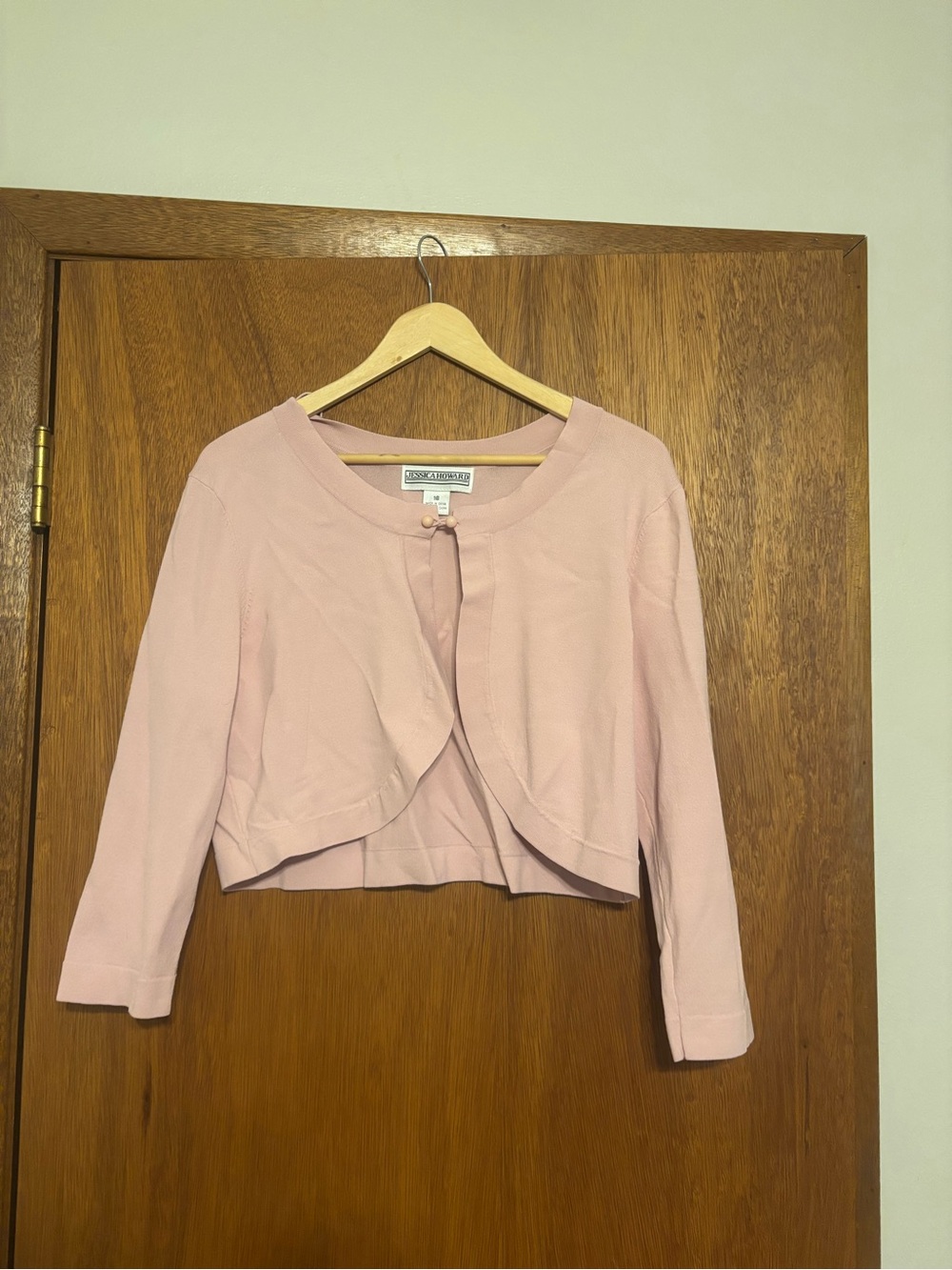 Jessica Howard Light Pink Cropped Open-Front Jacket